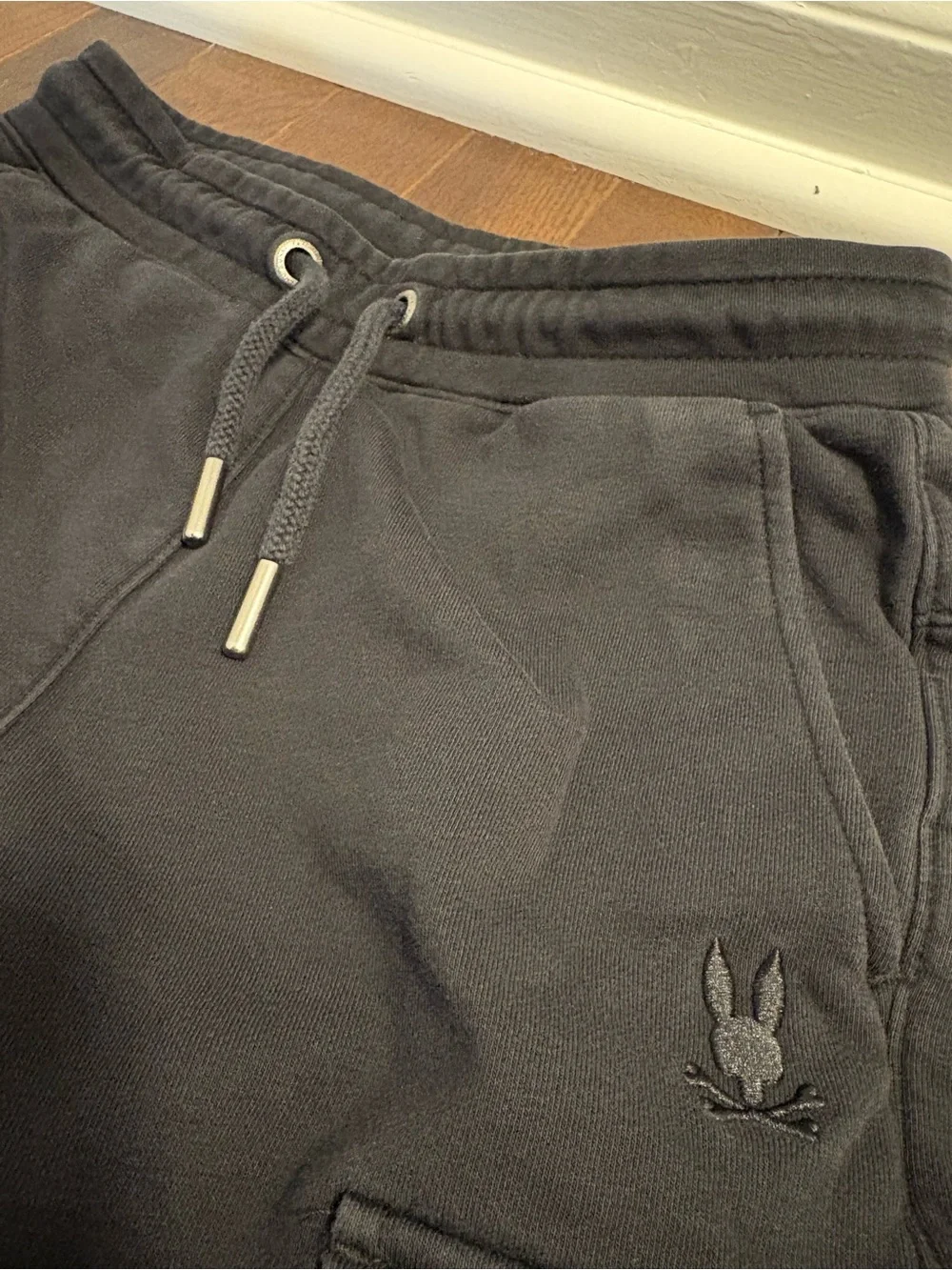 Psycho Bunny Kids Cargo Sweatpants Black Drawstring Size 7/8 Small